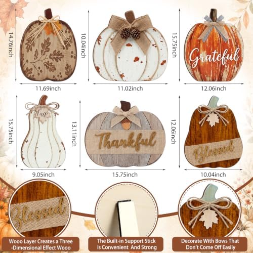 Moucuny Set of 6 Outdoor Fall Decoration for Home Porch, Farmhouse Pumpkin - Image 3