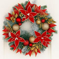 Knitgrip Red Poinsettia Pre-Lit Christmas Wreaths for Front Door by Knitgrip