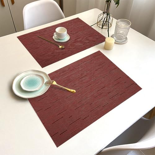 Red Vinyl Placemats Set of 12, Heat Resistant Table Placemats - Image 6