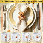 50 Pcs Baby Shower Decorations Teddy Bear Napkin Rings Baby Shower Napkin Holders Metal Tissue Rings Buckles for Bear Theme Gender Reveal Birthday Party Table Decorations Supplies - Image 3