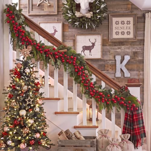 Thiccywoov 12 ft Christmas Wooden Beads Garland, Vintage Xmas Dark Red - Image 4