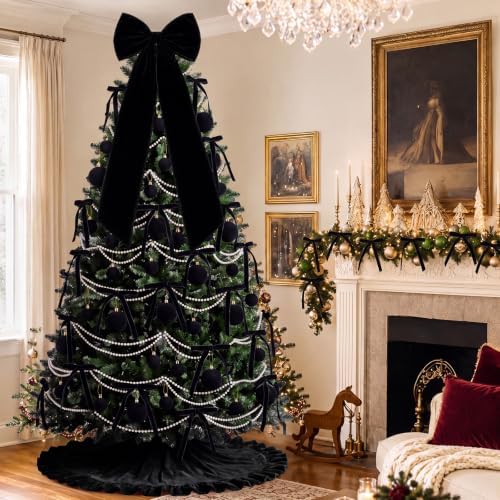 Riceshoot 63 Pcs Black Velvet Christmas Tree Decorations Set - Image 5