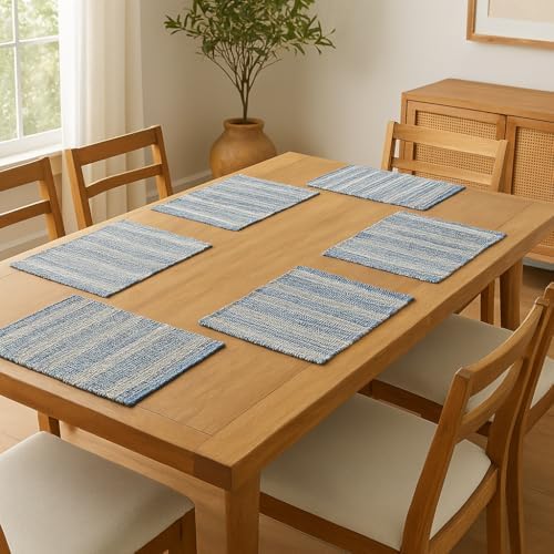 Denim Rag 100% Cotton Vintage Boho Set of 6 Placemats 13" x 19" - Image 3