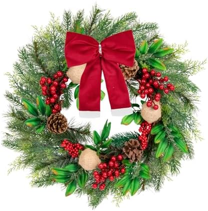 Christmas Wreaths for Front Door Decor Flower, 20" Berries Winter by Culudea