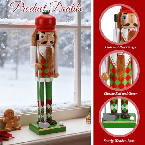 Blosssound 15" Christmas Golf Nutcracker Wooden Sports Player Decor, Golf - Image 3