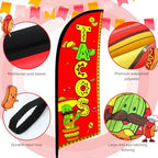 HunnmingRe 2 Set Tacos Feather Flag Kit, 8ft Advertising Swooper Flag Banner with Pole and Ground Stake for Business Restaurant Advertising Banner for Outside Ground - Image 4
