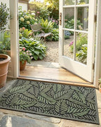 Color&Geometry Door Mat Outside Entrance 17"x30", Garage, Green by COLORG