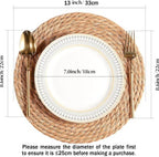 Handmade Heat Resistant 13" Round Woven Placemats Set of 8, Wicker Boho No Chemical Natural Water Hyacinth Place Mats, Farmhouse Table Mats for Kitchen Dining Table,Home Decorations,Wedding - Image 2
