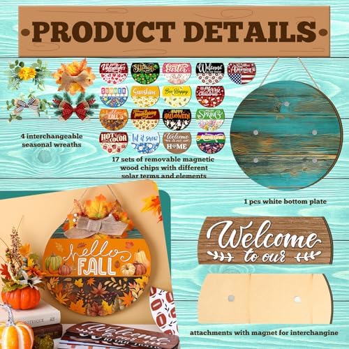 Vicenpal 22 Pcs Interchangeable Welcome Sign Front Door, 17 Magnetic Icon - Image 4