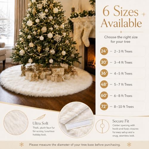 AOGU 72 Inch Faux Fur Christmas Tree Skirt White Plush Skirt for Merry Christmas Party Christmas Tree Decoration - Image 7