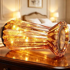 Home Decor, Mercury Glass Pillar Candle Pedestal Holders with led Lights, Lighted up Candle Holder for Pillar Candle, Glass Candlestick Holders with Timer for Wedding Dining Table Xmas (Rosegold) - Image 2
