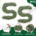 2PCS 6FT Christmas Cedar Garland, Extra Full Greenery Garland with 840 Cedar Cypress Pine, Real Touch Two-Tone Green Garland for Mantle Fireplace Table Stairs Door Porch, Indoor Outdoor Decorations - Image 2