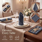 Urban Villa Cloth Napkins Cotton 20x20 (Set of 12) Black/White - Image 2