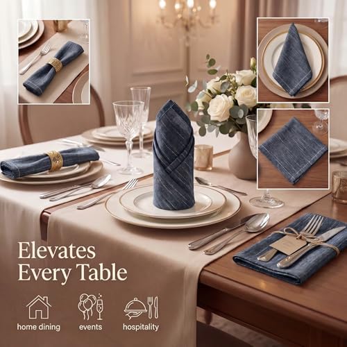 Urban Villa Cloth Napkins Cotton 20x20 (Set of 12) Black/White - Image 2
