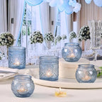 DARJEN 20 Pcs Large Blue Votive Candle Holder Glass Tea Light Candle Holder - Image 6