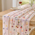 BINBE 12pcs Daisy Spring Table Runner Embroidery Gauze 10FT Florals Seasonal Tulle Holiday Birthday Kitchen Dining Table Decor for Home Party Pink by BINBE