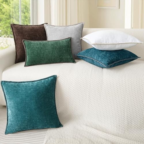 CaliTime Decorative Couch Throw Pillow Covers 24 X 24 Inches Teal - Image 4