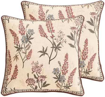 ISAENNE Designer Linen Throw Pillow Cover,Set of 2,18"x18"-Helena A by Isaennehomedecoration