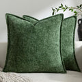 DEZENE Pack of 2 Forest Green Christmas Euro Shams Pillow Covers 26x26 Cozy Soft Chenille Decorative Throw Pillow Covers Accent Vintage Square Couch Pillow Covers for Home Decor Bed Sofa Living Room by DEZENE