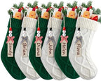 Personalized Christmas Stockings - 18 Inches Hanging Stockings with DIY Snowman Name Tags, 7 Pack Large Size Knitted Stockings for Mantels, Christmas Tree Family Holiday Decor by Minetom