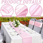 Bencailor 24 Pcs Blush Pink Satin Table Runners Bulk, 12 x 108 Inch - Image 5