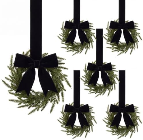 6 Pcs Christmas Black Wreaths Kitchen Cabinet Decorations by Luinabio