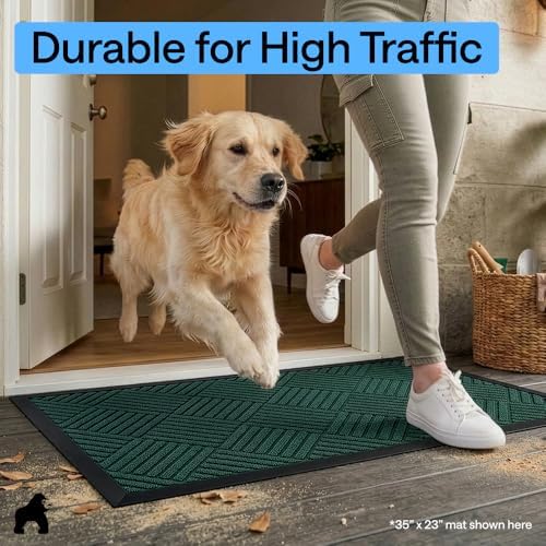 GORILLA GRIP WeatherMAX Door Mat, Indoor Outdoor Use, 47x35, Green Diamond - Image 7