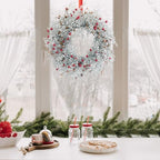 Winter Front Door Wreath 24 Inch Metallic Silver Boxwood - Image 7