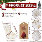 24 Set Mini Gold Snowflake Christmas Stockings with Gift Tags Bells - Image 2
