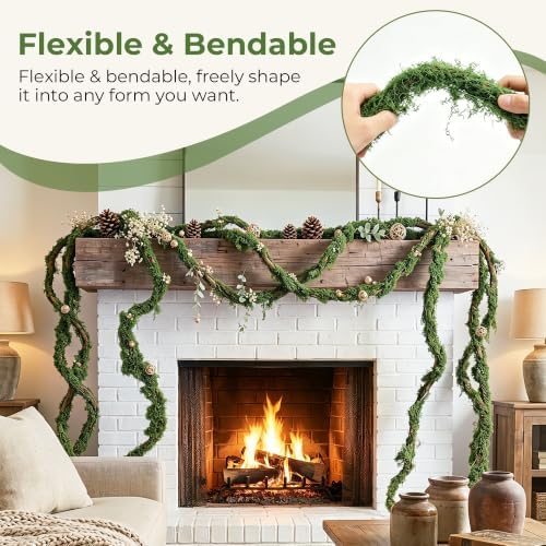 Artificial Vines with Moss for Decoration,4 Pack 118" Bendable Fake Vines - Image 3