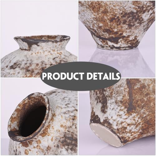 Wabi Sabi Rusty Vintage Vase, 6.3" Tall Wabi Sabi Decor Rustic Farmhouse Pottery Vase for Centerpiece, Textured Pottery Flower Vases for Home Decorative, Table, Living Room, Bedroom, Bathroom, Kitchen - Image 3