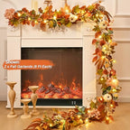 2 Pcs Fall Garland for Mantle, 6 FT Fall Garland with Lights - Image 4