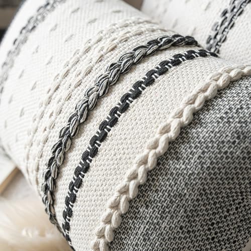 Cethom Boho Lumbar Pillow Covers 14x36 Inch Long, Black Textured Decorative Couch Pillow Cases for Farmhouse Home Decor, Accent Cushion Cover for Sofa, Bed, Living Room, Bedroom, Pack of 1 - Image 3
