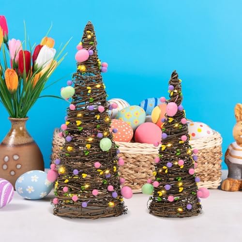 Easter Rattan Table Trees Decor Lighted Easter Decorations - Image 5