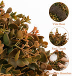 U'Artlines 24inch Fall Front Door Wreaths Harvest Boxwood Wreaths Orange - Image 2