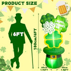 OurWarm 6FT St Patricks Day Inflatables Outdoor Decorations, St. Patrick's Day Blow Up Inflatable Shamrocks with Leprechaun Hat and Built-in LED Lights, Lucky Saint Patricks Day Yard Garden Lawn Decor - Image 2
