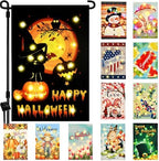 Seasonal Garden Flags Set of 12, Lighted Solar, 12x18 In by FLAGMESAGE