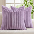 Mecatny Corduroy Decorative Throw Pillow Covers 22x22 Set of 2 Lilac by Mecatny