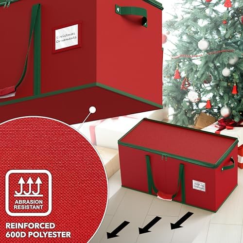 Simple Houseware 128 Christmas Ornament Storage Box with Adjustable Divider - Image 5