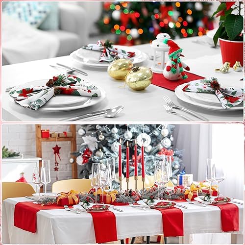 Nitial 24 Pcs Poinsettia Christmas Cloth Napkins Washable Dinner,Christmas - Image 5