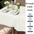 Wedding Tablecloths, 1PC Washable Table Cover for Rectangle Tables 60"x102" (8-10 Seat) - Cotton Polyester | Reusable | Wrinkle/Fade Resistant, White Table Cloth for Party & Banquet, Bow Jacquard - Image 5