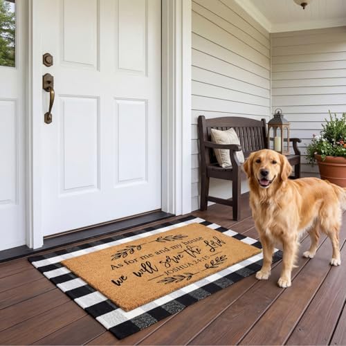 Moucuny 2 Coir Outdoor Mat,Non Slip, 24'' X 35'',16'' X 28'', We Will Serve the Lord - Image 6