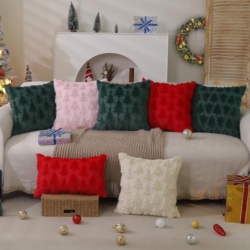 DFXSZ Christmas Tree Pillow Covers 20x20 Set of 2 Christmas Decor Greenstar - Image 6