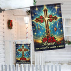 American Flag-Christian Cross Christmas Flag Rejoice For Unto Us A Savior Is Born Flag MLN4029F, House Flag (29.5" x 39.5")-USA Flags Premium Polyester-Decorative Indoor Outdoor Flag - Image 4
