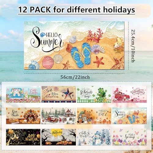 Tinideya 12 Pcs Seasonal Holidays Doormats 10x22 Non Slip,Classic Style - Image 3
