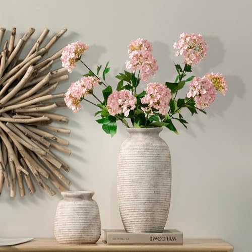 Ceramic Flower Vase, 12.5" Large Vases Home Decor Rustic Farmhouse Tall Pottery Decorative Pampas Vase for Table Living Room Entryway Mantel Bookshelf Bedroom Bathroom Kitchen - D - Image 5