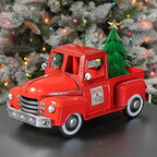 Zaer Ltd. Metal 18.5" Long Multi-Seasonal Christmas and Harvest Pickup Truck with Metal Tree, Pumpkins, and Matching Side-Magnet Sets (Glossy Red) - Image 5