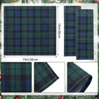 Funnymoom 24 Pcs Christmas Linen Plaid Cloth Napkins Blue and Green - Image 3