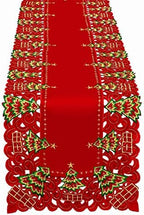 Grelucgo Large Embroidered Christmas Holiday Holly Tree Table Runner, Dresser Scarf, Rectangular 16 x 108 Inch by Grelucgo