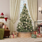 ELYKEN 33 Inch Woven Rattan Christmas Tree Collar, Stylish Seagrass & Water Hyacinth Xmas Tree Skirt for Artificial Trees, Wicker Tree Base Cover with Cord Cut-Out Farmhouse Tree Ring for Home Decor - Image 2